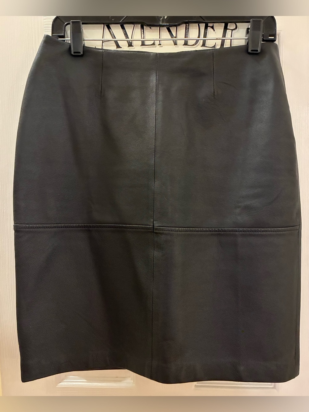 Vintage Y2K Newport News Black Faux Leather Panel Pencil Skirt